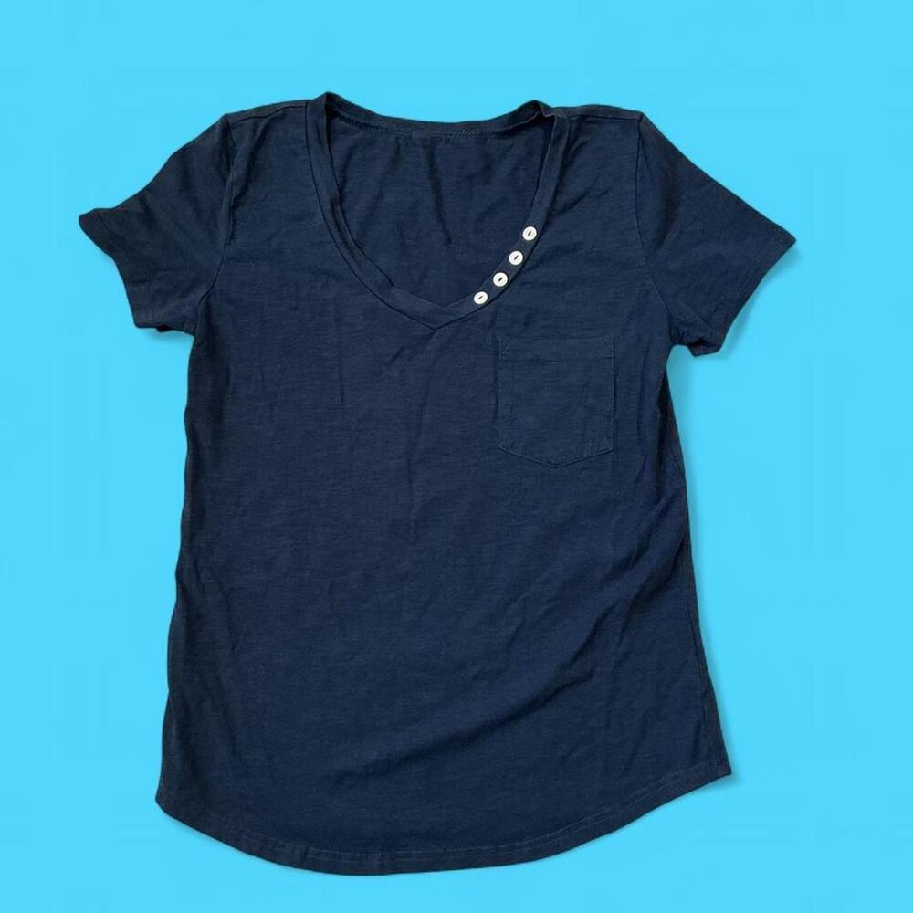 Dark blue v neck top